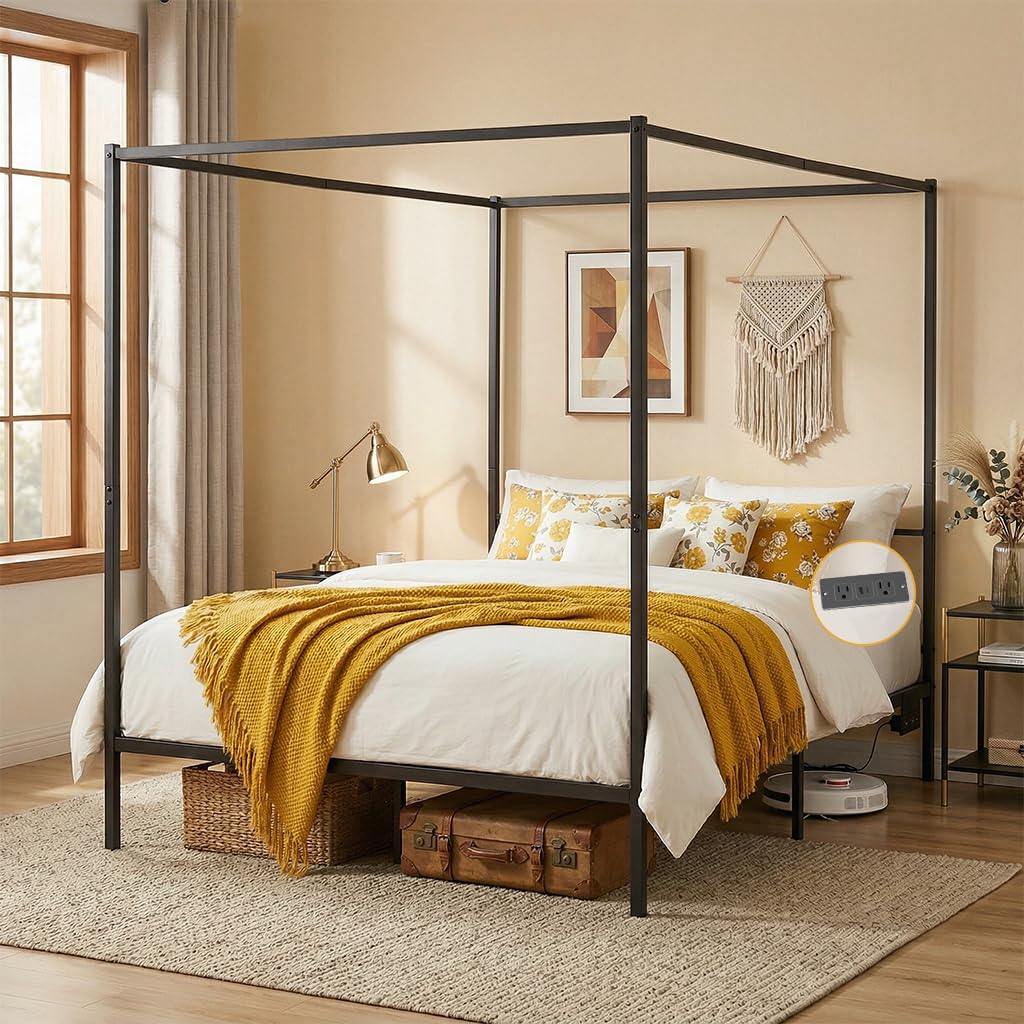 Canopy Bed Frame Metal Queen - Металлическая кровать-диван размера Queen с подвижной