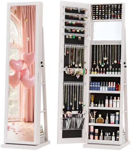 Full Length Mirror Jewelry Armoire - Шкаф для украшений 4-в-1, запираемый, напольный,
