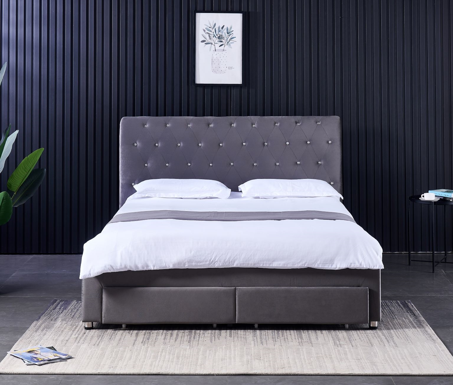 King Size Bed Frame With Storage Drawers - Современная двуспальная кровать с 4 выдвижными