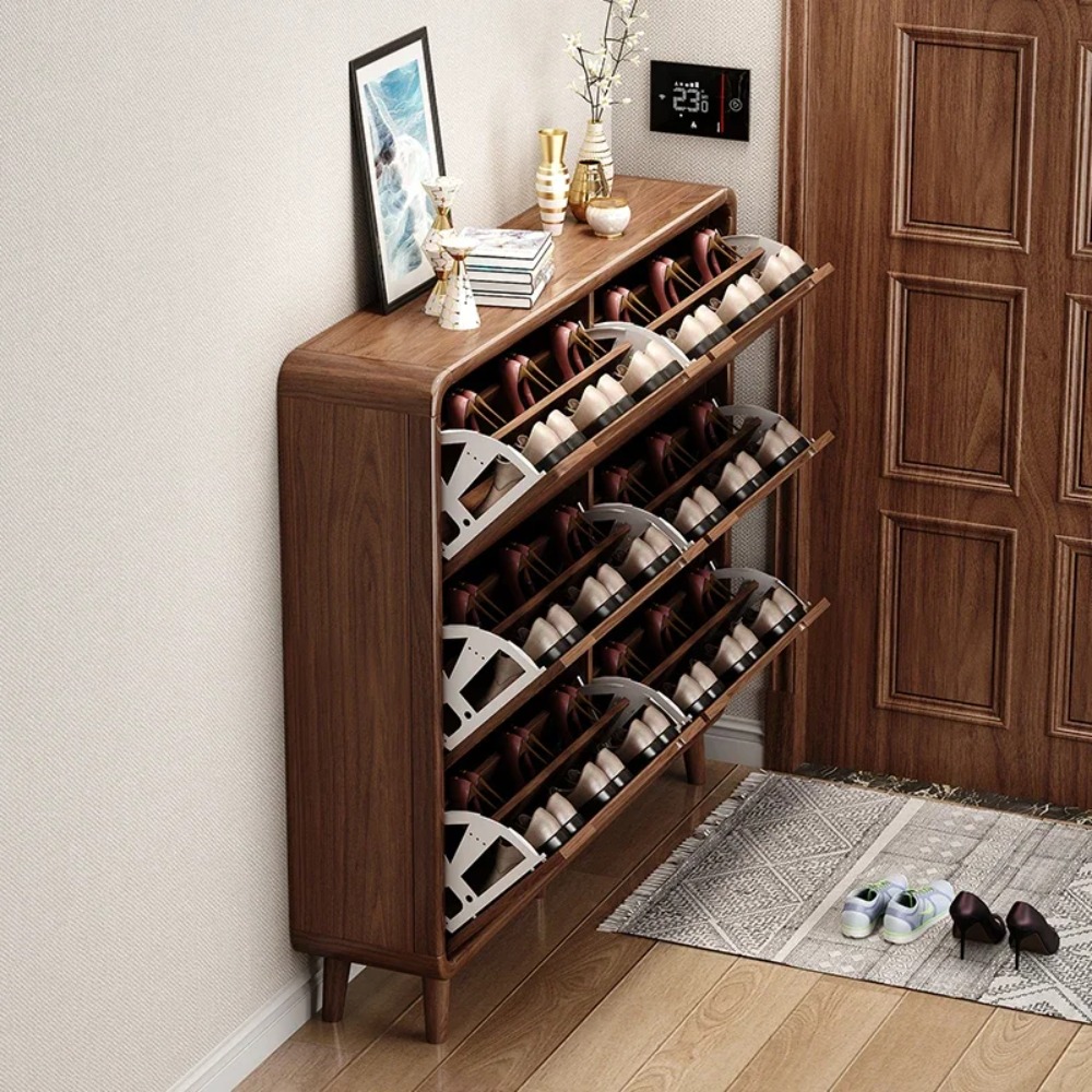 Shoe Rack Cabinet Narrow Entryway - Узкий деревянный шкаф-тумба для обуви в