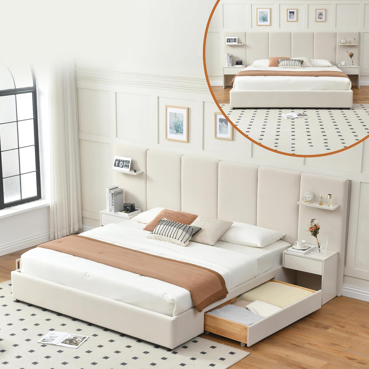 King Size Bed Frame With Storage Drawers - Кровать размера King Size с местом