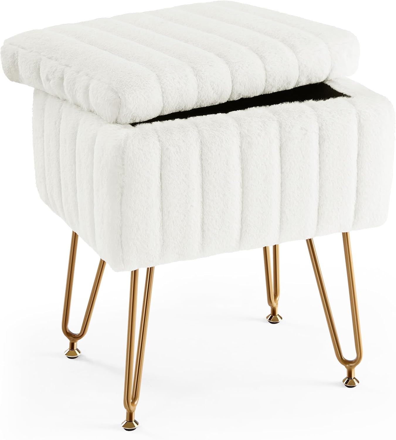 Bedroom Furniture - Белый пуфик для хранения вещей, мягкий