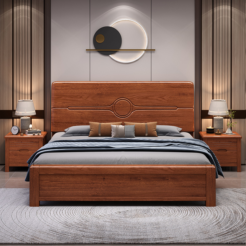 Gas Lift Storage Bed Hydraulic - Кровать из массива орехового дерева, простая