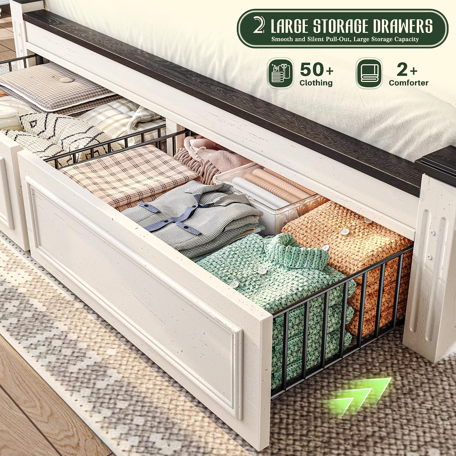 King Size Bed Frame With Storage Drawers - Кровать размера 