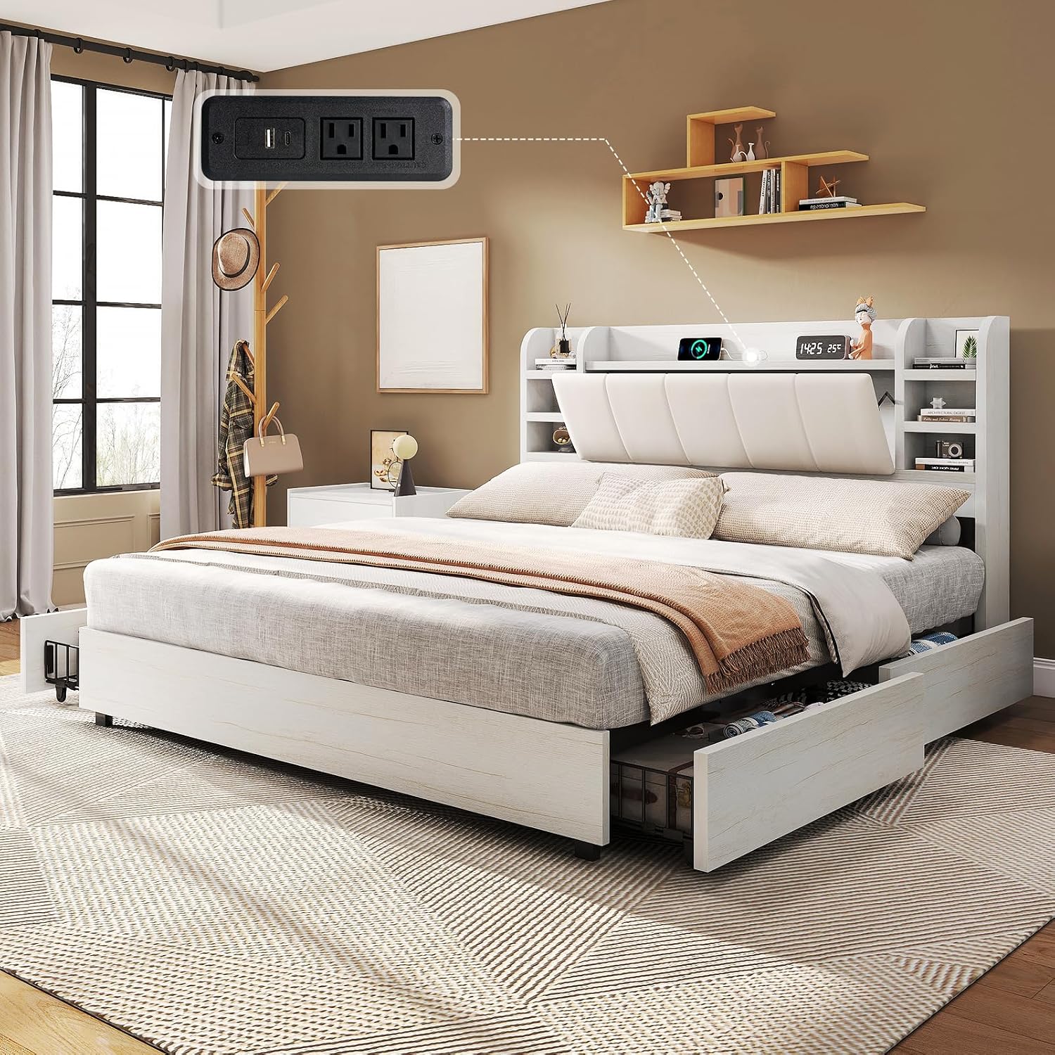 King Size Bed Frame With Storage Drawers - Кровать-платформа размера 
