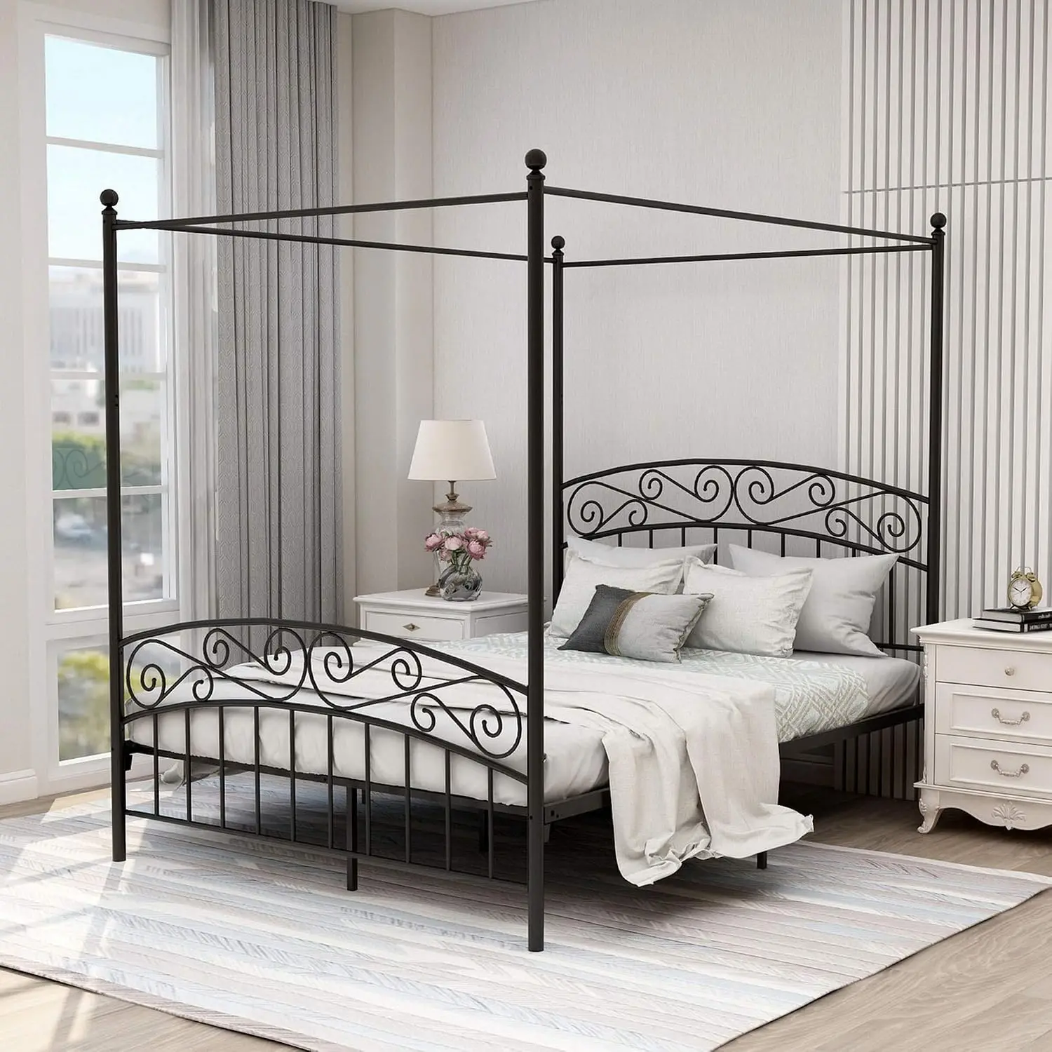 Canopy Bed Frame Metal Queen - Кровать-балдахин размера 