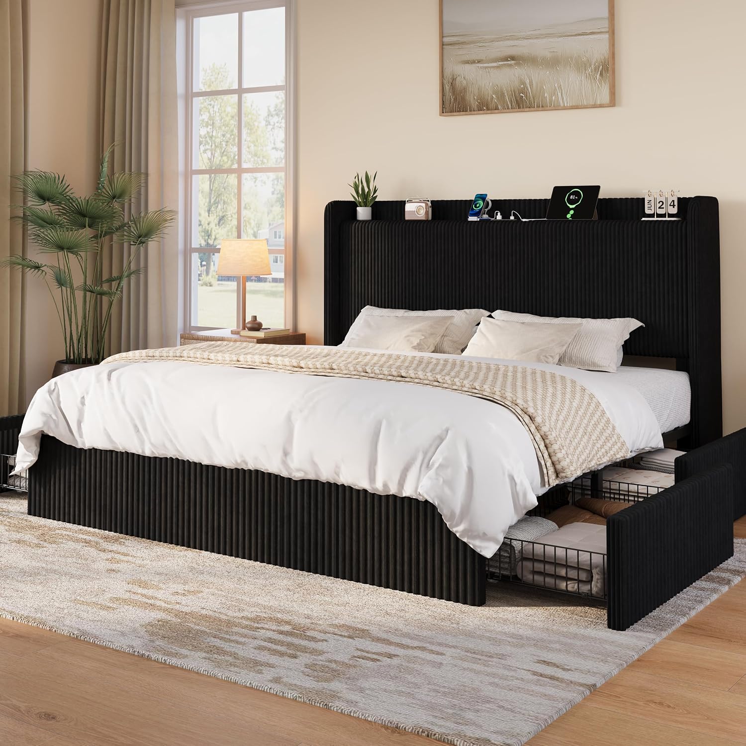 King Size Bed Frame With Storage Drawers - Кровать размера 