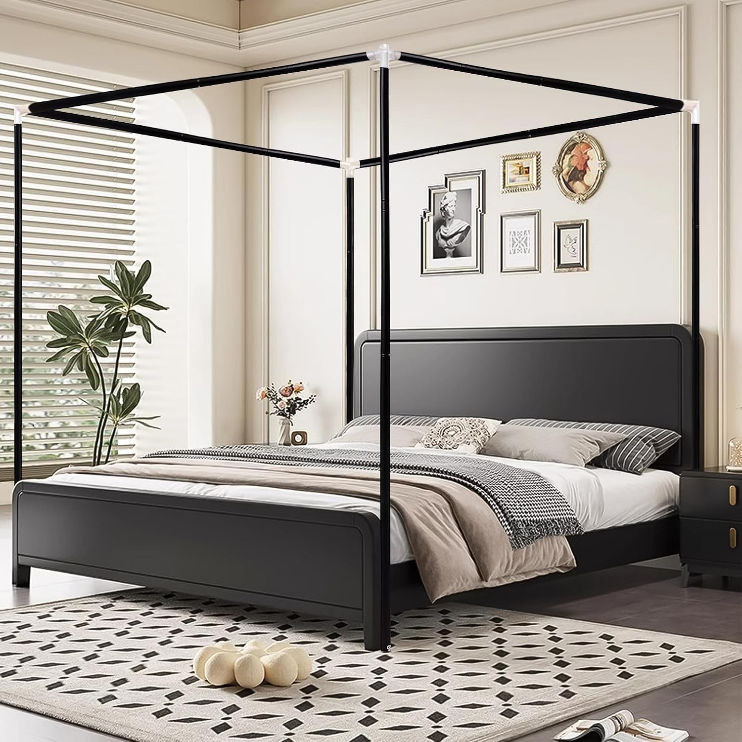 Canopy Bed Frame Metal Queen - Каркас кровати-балдахина из нержавеющей стали размера