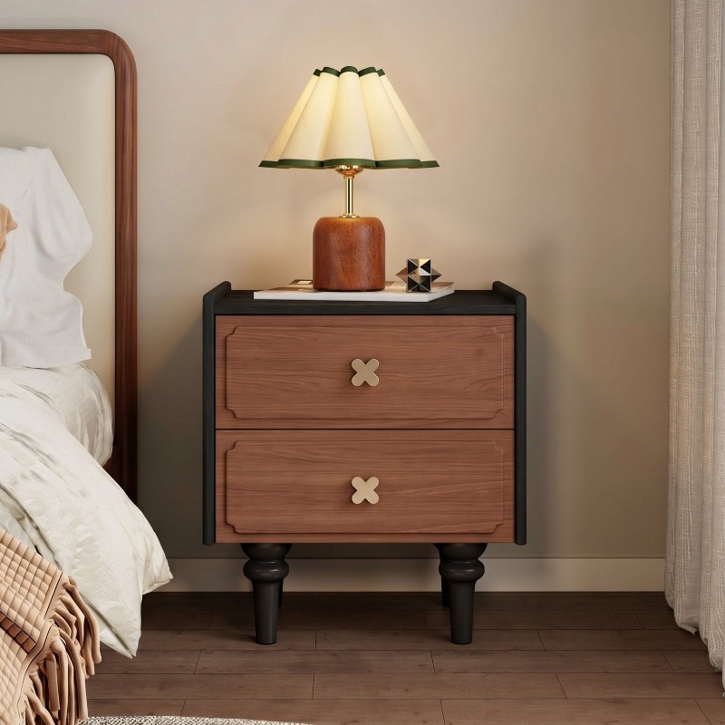 Solid Wood Nightstand 2 Drawers - Мебель для дома: прикроватная тумбочка из