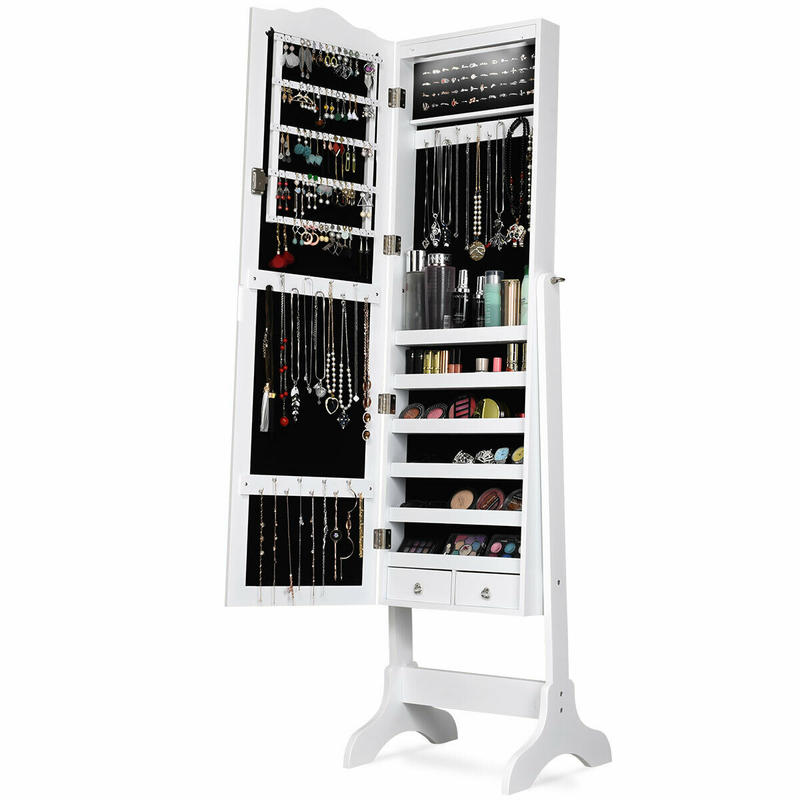 Full Length Mirror Jewelry Armoire - Шкаф-витрина для украшений с 14 светодиодами,