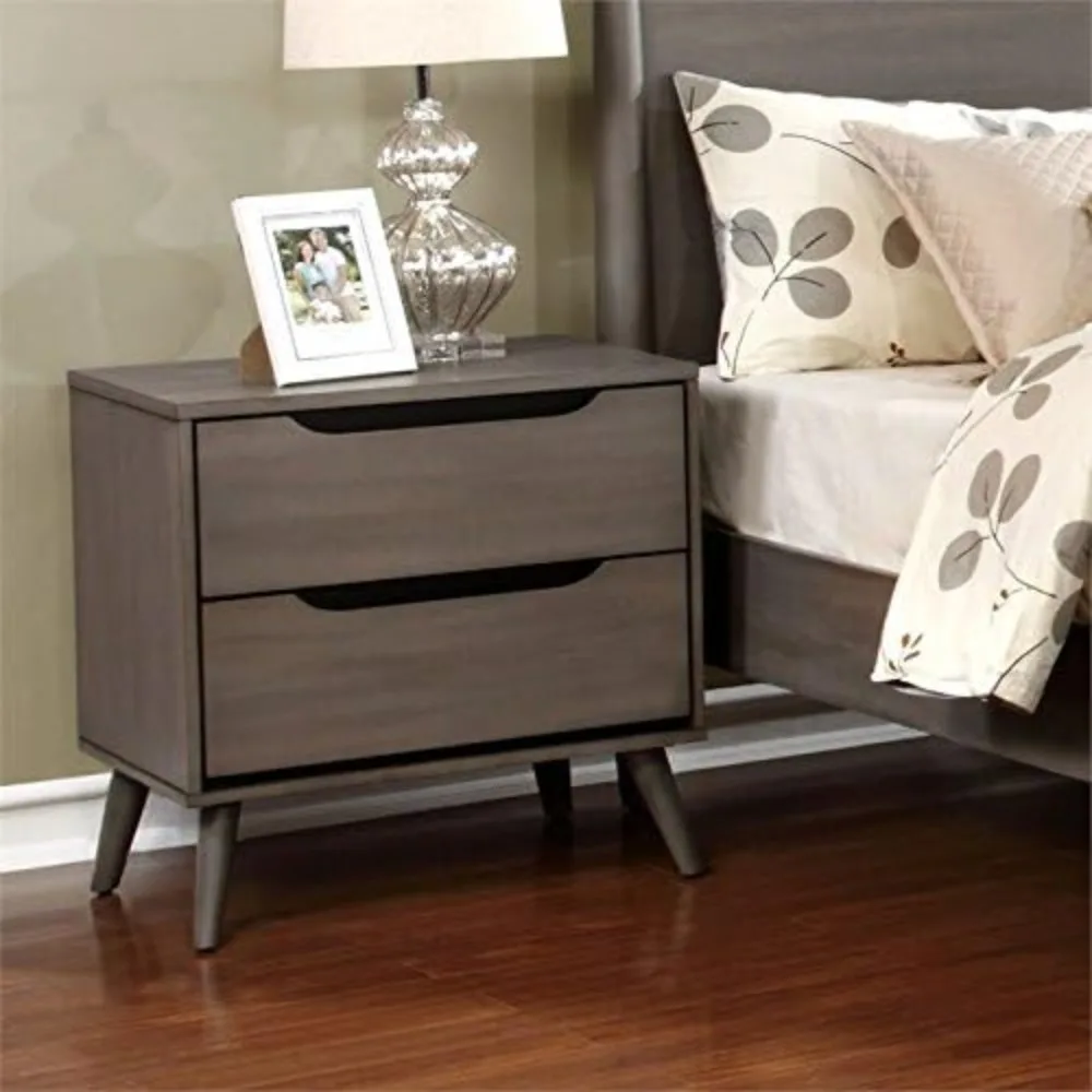 Solid Wood Nightstand 2 Drawers - Тумбочка из массива дерева середины века