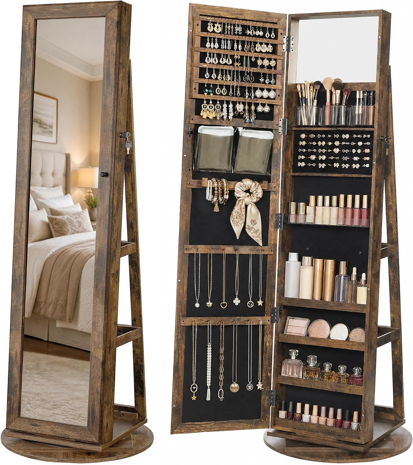 Full Length Mirror Jewelry Armoire - Напольный шкаф для украшений, зеркало в