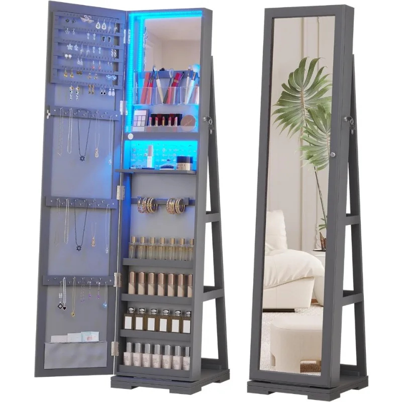 Full Length Mirror Jewelry Armoire - Светодиодный шкаф-витрина для украшений с зеркалом