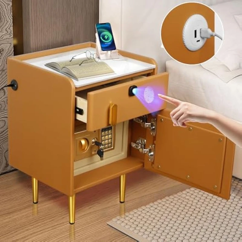 Solid Wood Nightstand 2 Drawers - Умная прикроватная тумбочка с потайным сейфом