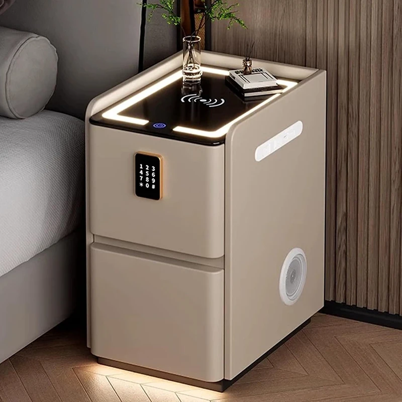 Solid Wood Nightstand 2 Drawers - Прикроватные тумбочки с USB-портами, светодиодной подсветкой,