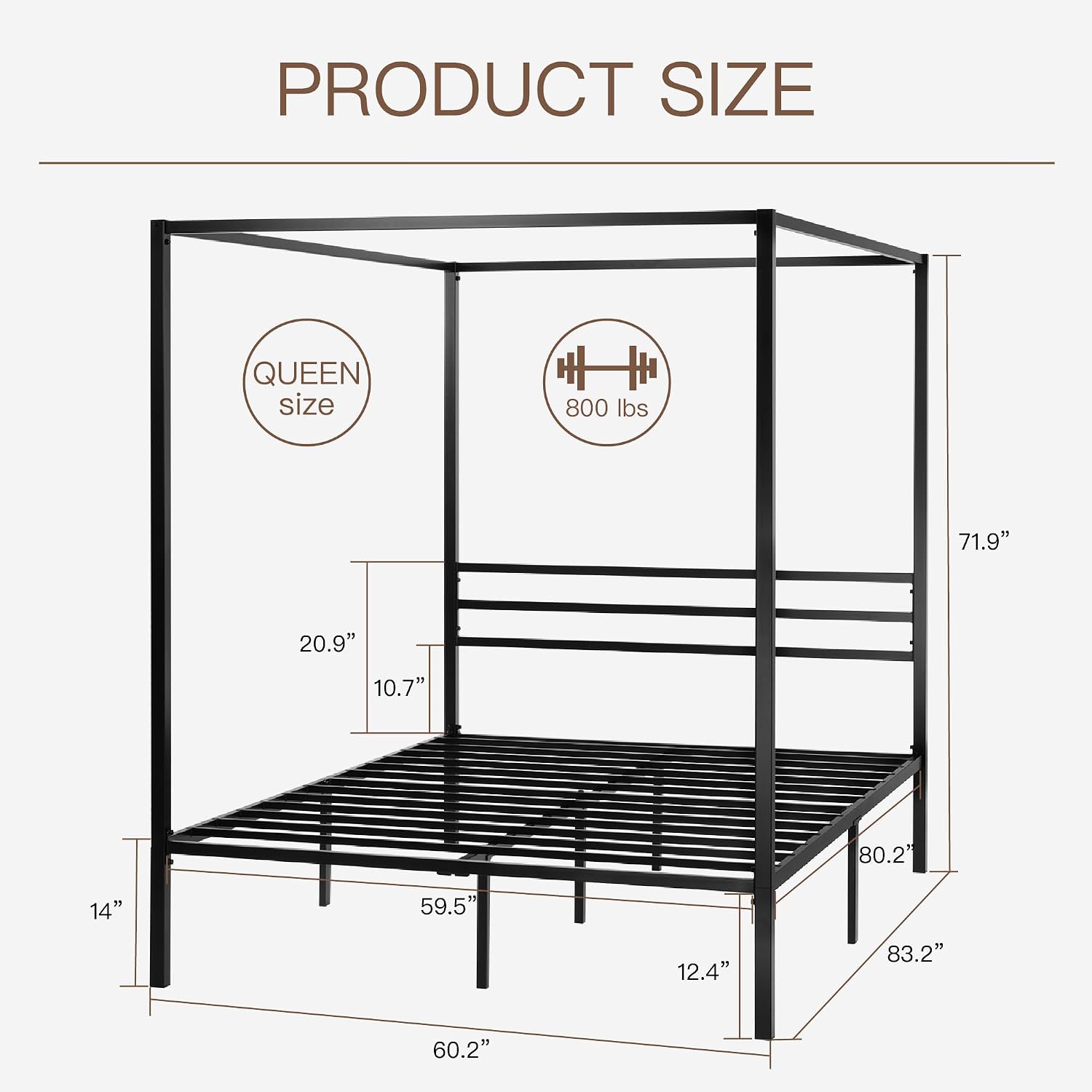 Canopy Bed Frame Metal Queen - Металлическая рама кровати с балдахином размера