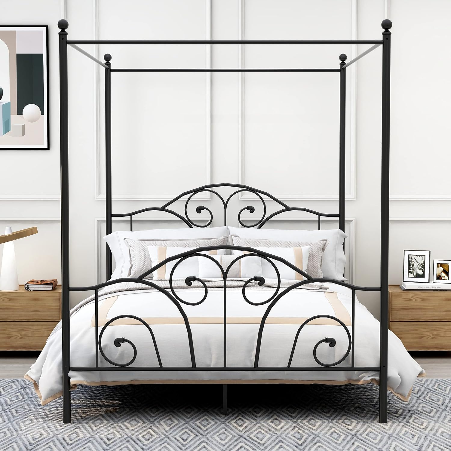 Металлическая кровать-балдахин – обзор и цена Canopy Bed Frame Metal Queen
