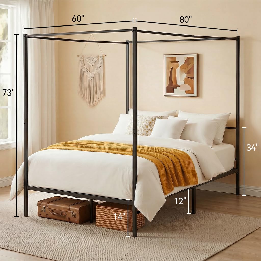 Металлическая кровать-диван ра – обзор и цена Canopy Bed Frame Metal Queen