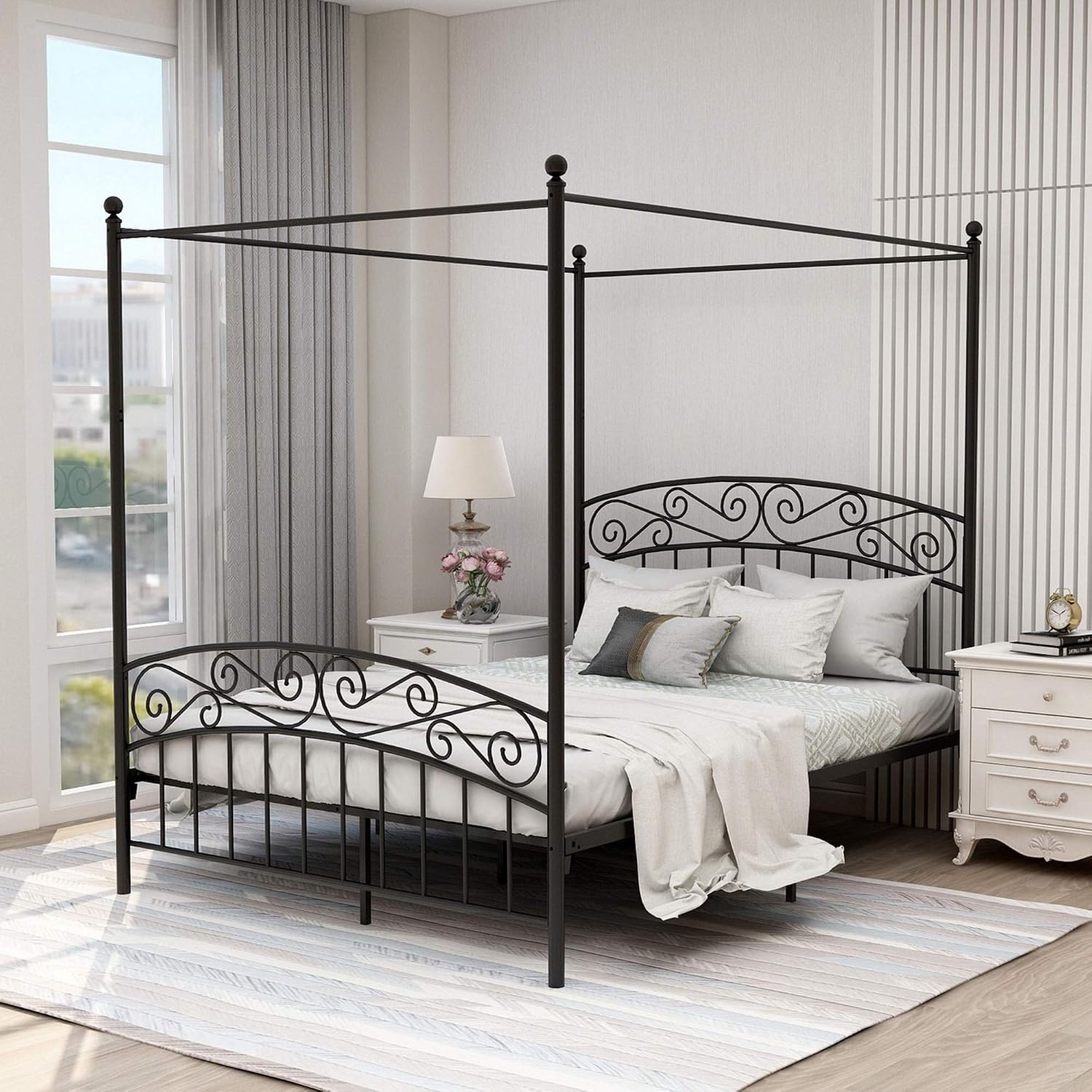 Металлическая кровать-балдахин – обзор и цена Canopy Bed Frame Metal Queen