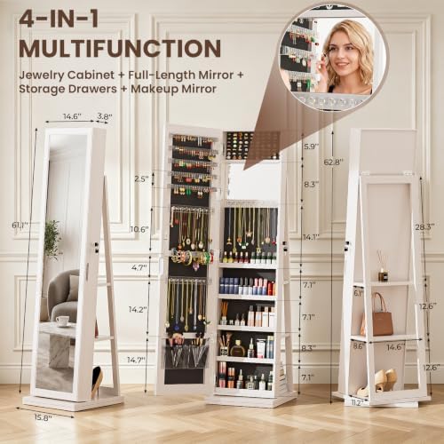 Шкаф для украшений 4-в-1, запи – обзор и цена Full Length Mirror Jewelry Armoire
