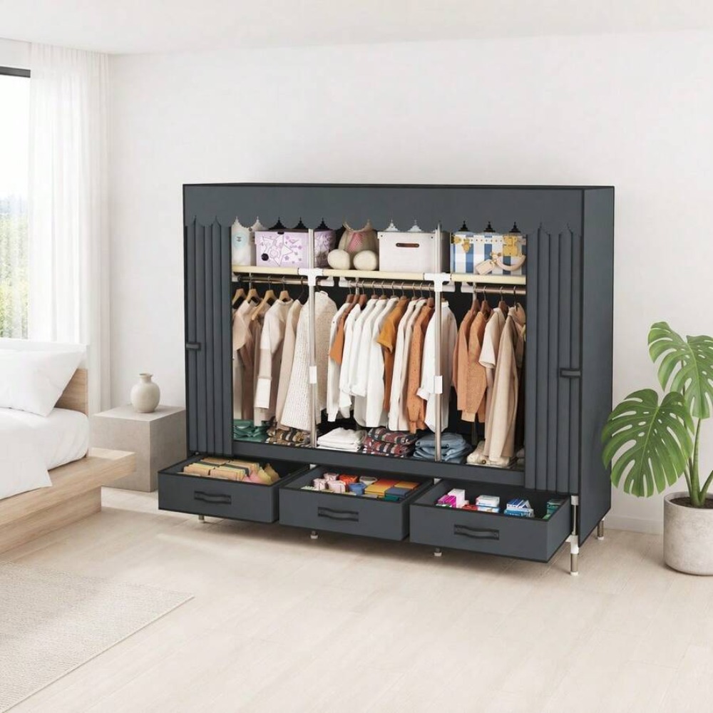 Портативный шкаф-гардероб с ка – обзор и цена Wardrobe Closet Portable Fabric Cover