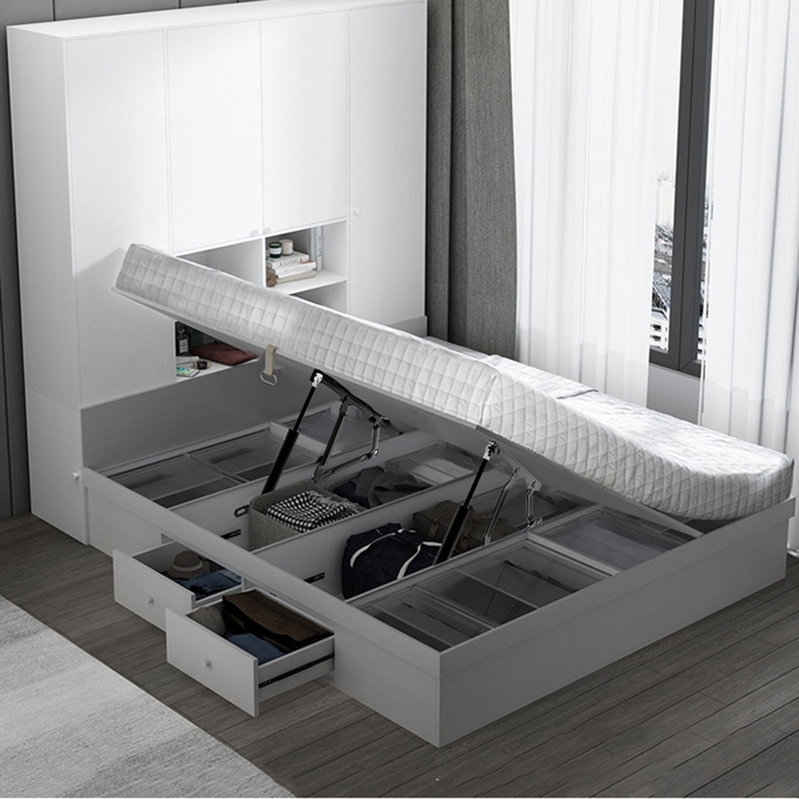 2 шт. механизм подъема кровати – обзор и цена Gas Lift Storage Bed Hydraulic