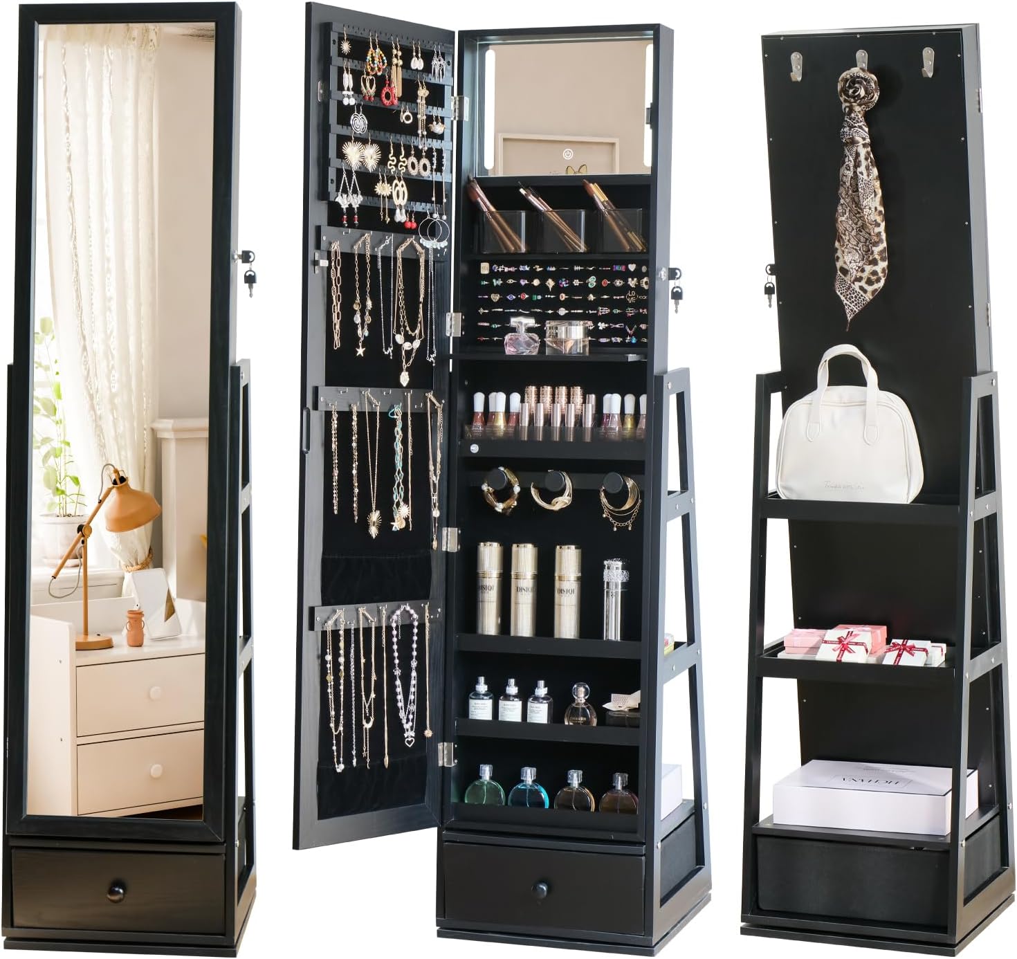 Напольный шкаф для украшений с – обзор и цена Full Length Mirror Jewelry Armoire