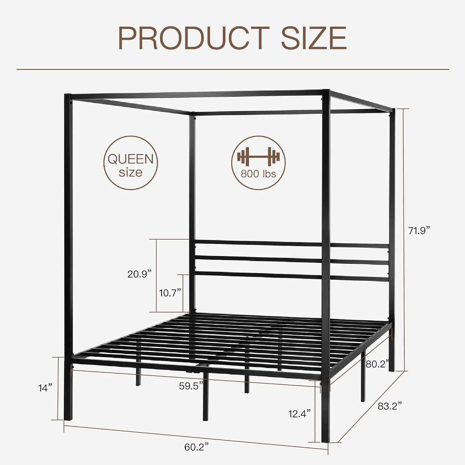 Металлическая кровать с балдах – обзор и цена Canopy Bed Frame Metal Queen