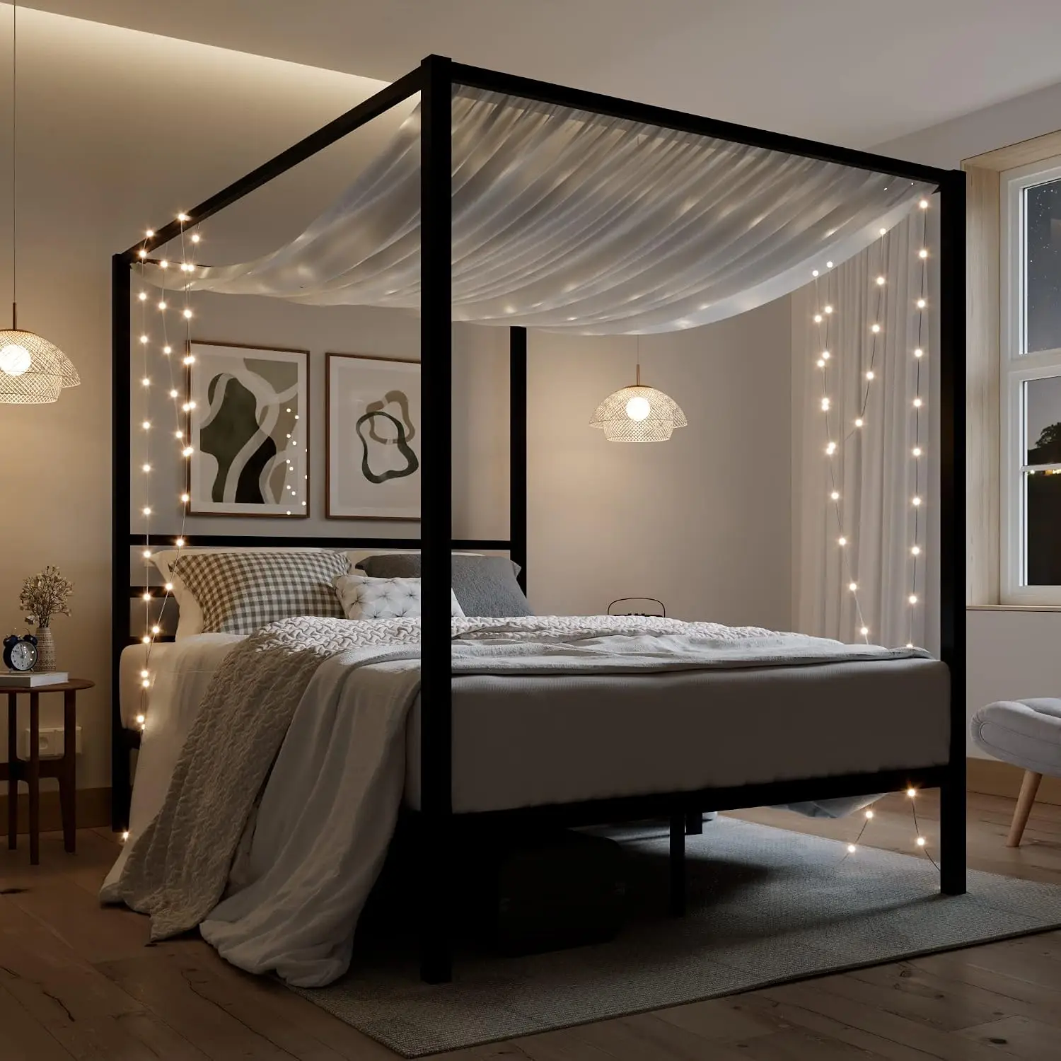 Металлическая кровать с балдах – обзор и цена Canopy Bed Frame Metal Queen