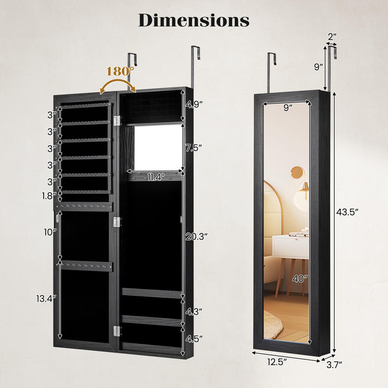 Настенный шкаф-арморе для укра – обзор и цена Full Length Mirror Jewelry Armoire