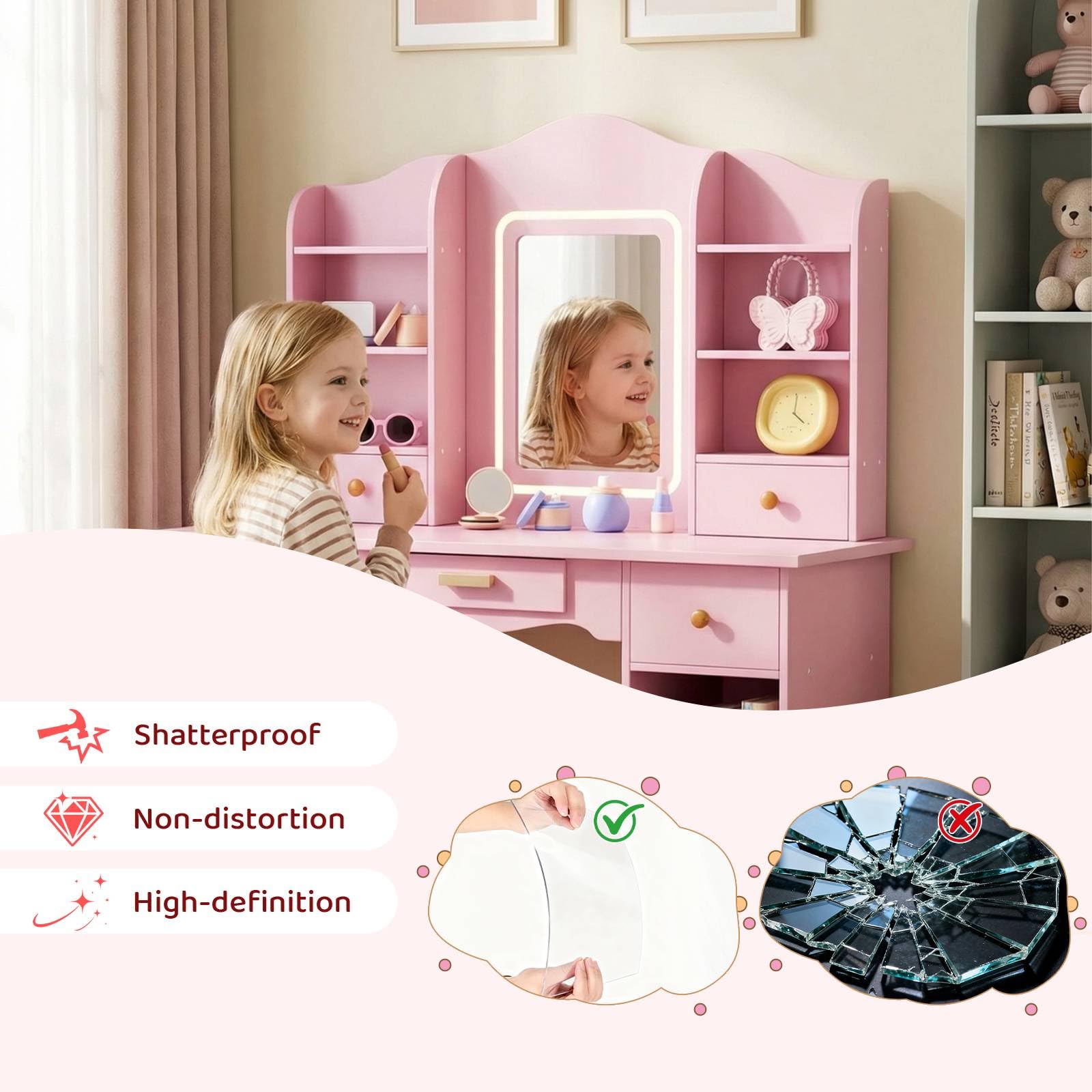 Детский туалетный столик с 3-ц – обзор и цена Dressing Table Vanity With Lighted Mirror