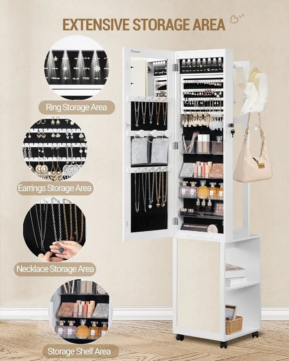 Шкаф для ювелирных изделий с 8 – обзор и цена Full Length Mirror Jewelry Armoire