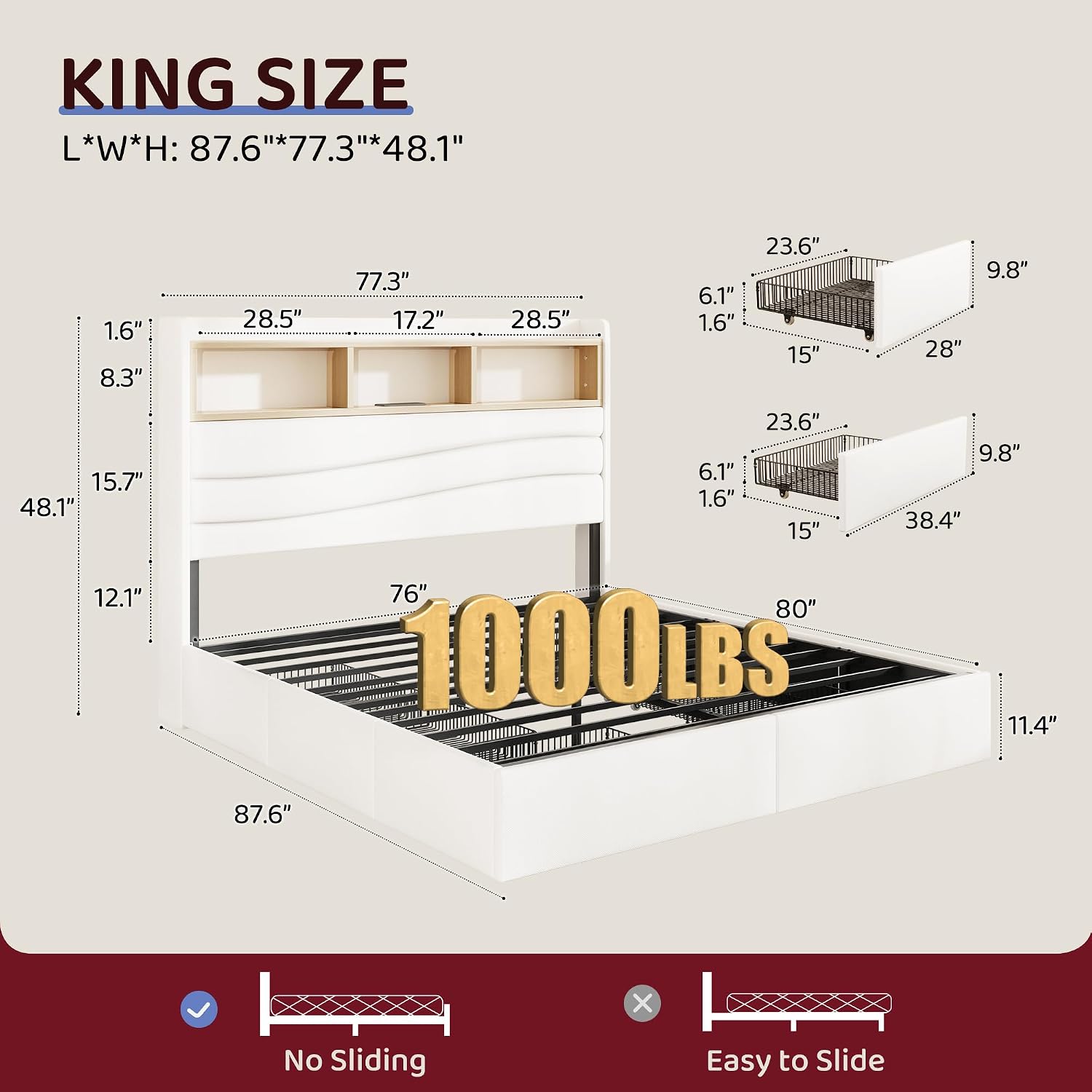 Кровать размера King Size с 6  – обзор и цена King Size Bed Frame With Storage Drawers