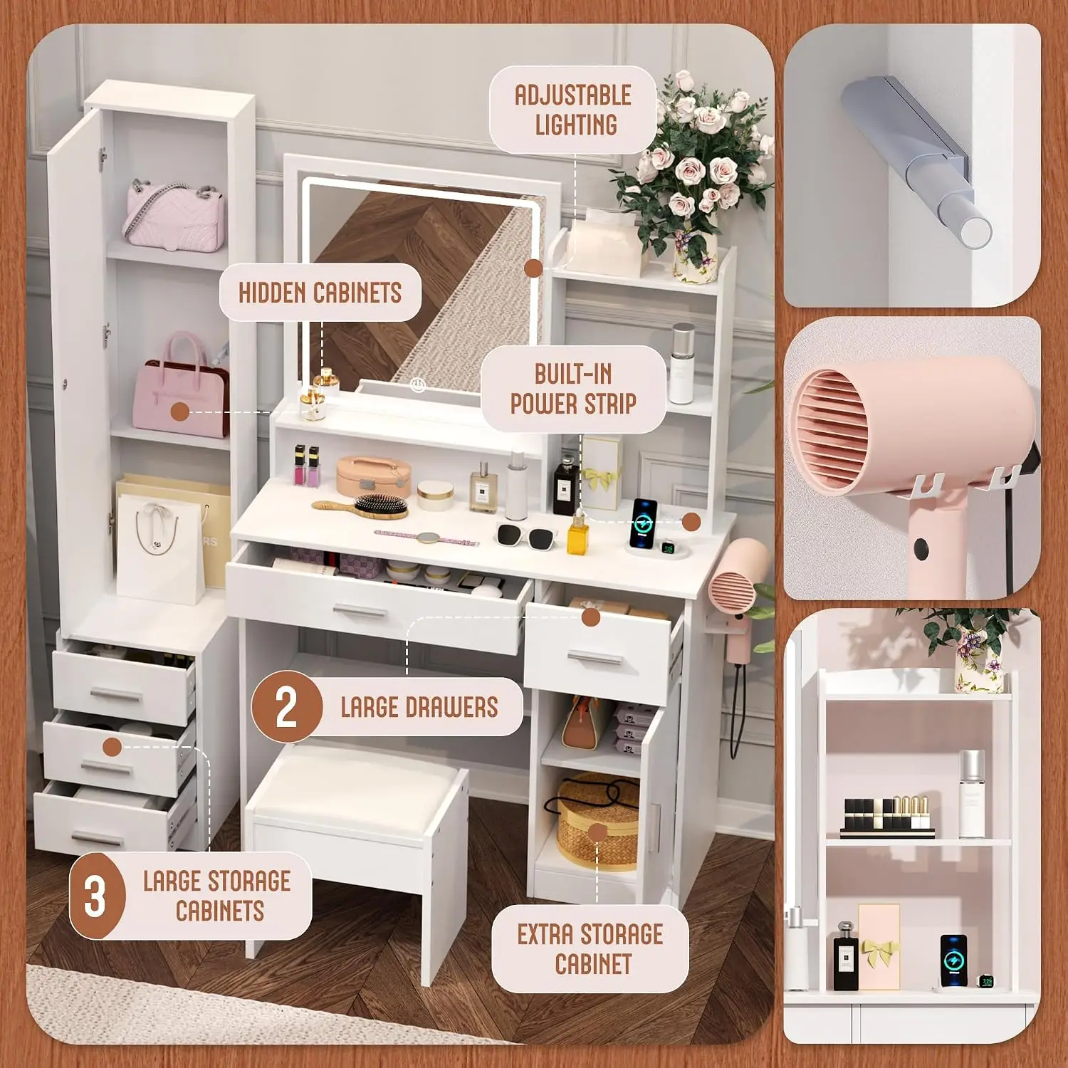 Туалетный столик INTERGREAT с  – обзор и цена Dressing Table Vanity With Lighted Mirror