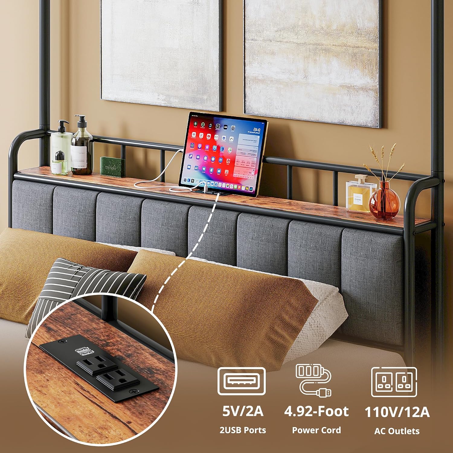 Каркас кровати Queen с балдахи – обзор и цена Canopy Bed Frame Metal Queen