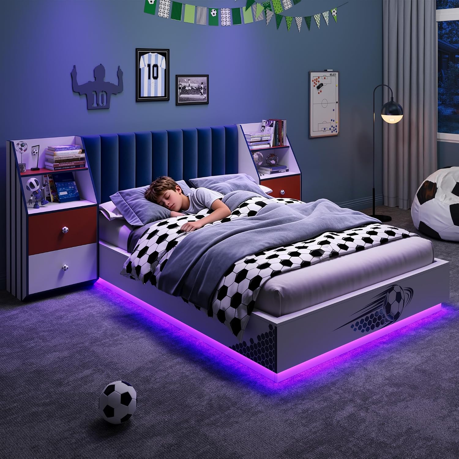 Полноразмерная плавающая крова – обзор и цена Floating Nightstand With Led Light