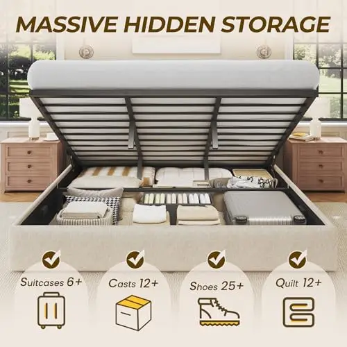 Кровать-платформа King Size с  – обзор и цена Gas Lift Storage Bed Hydraulic