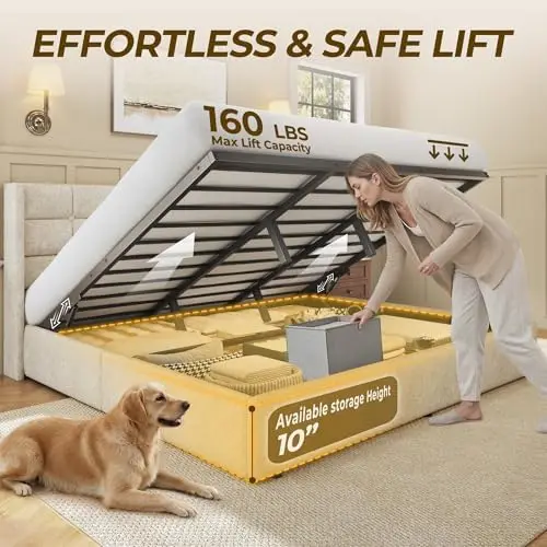 Кровать-платформа King Size с  – обзор и цена Gas Lift Storage Bed Hydraulic