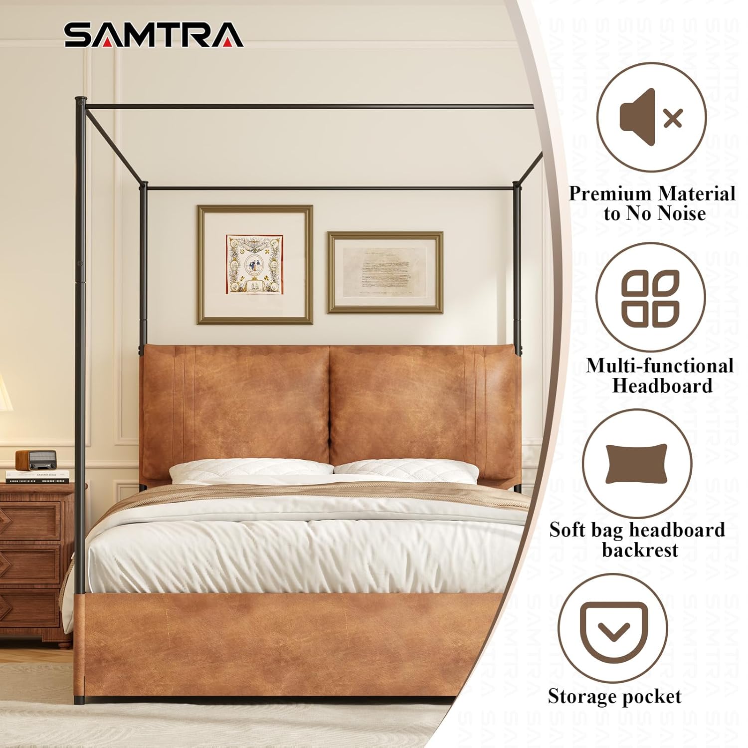 Кровать-бокс с высоким изголов – обзор и цена Canopy Bed Frame Metal Queen