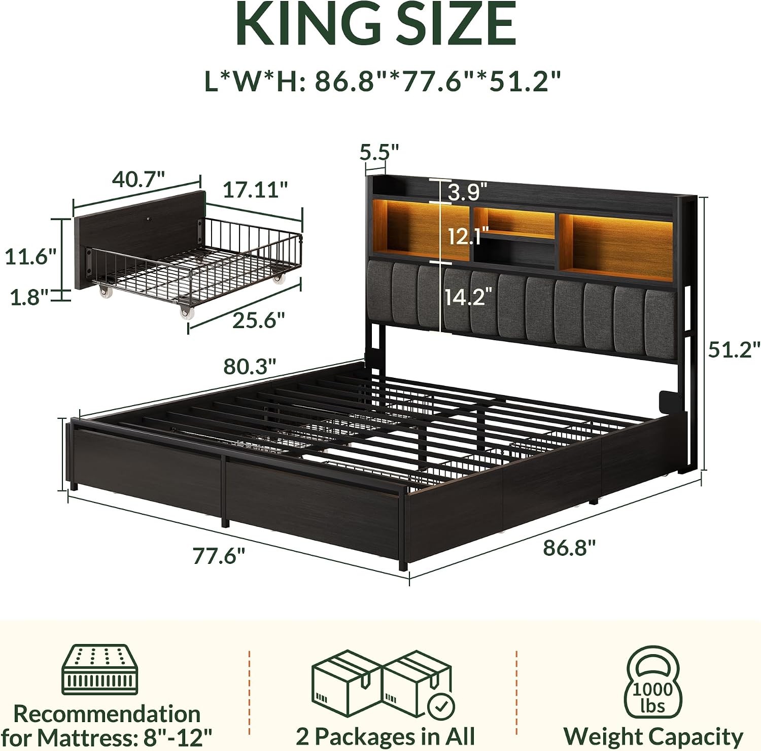 Каркас кровати King-size с 6 в – обзор и цена King Size Bed Frame With Storage Drawers