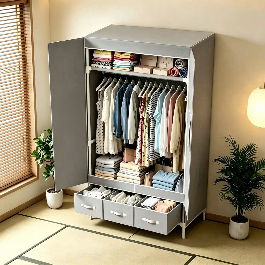 Портативный шкаф-гардероб, 57, – обзор и цена Wardrobe Closet Portable Fabric Cover