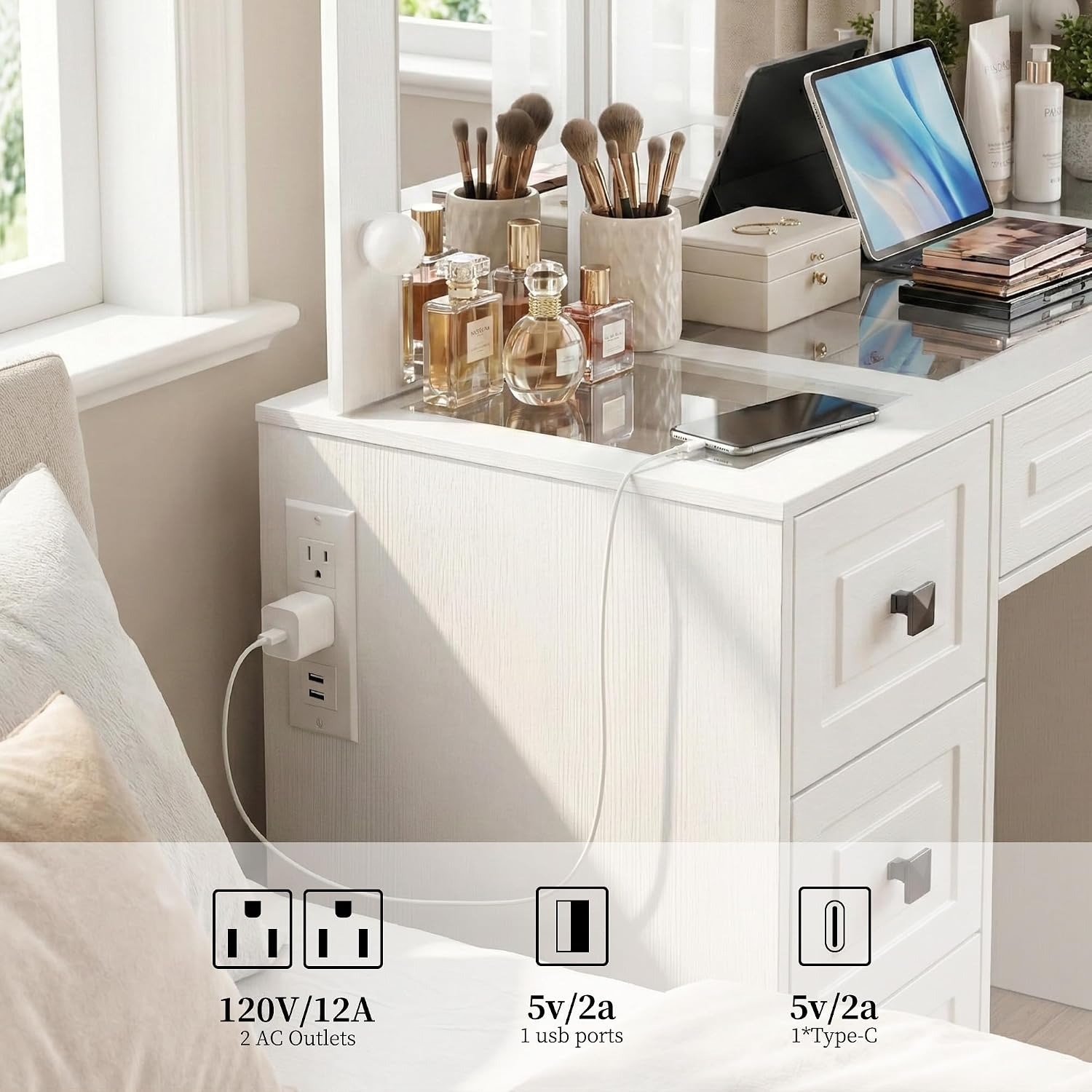 Туалетный столик с подсветкой, – обзор и цена Dressing Table Vanity With Lighted Mirror