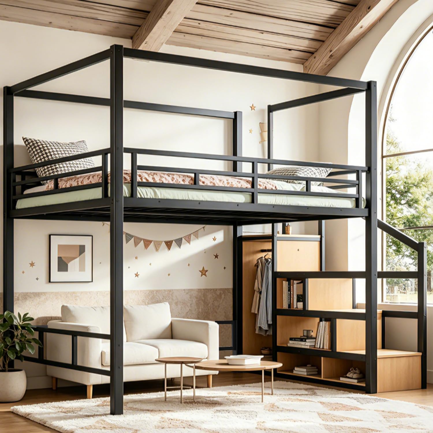 Кровать-чердак Queen с лестниц – обзор и цена Canopy Bed Frame Metal Queen