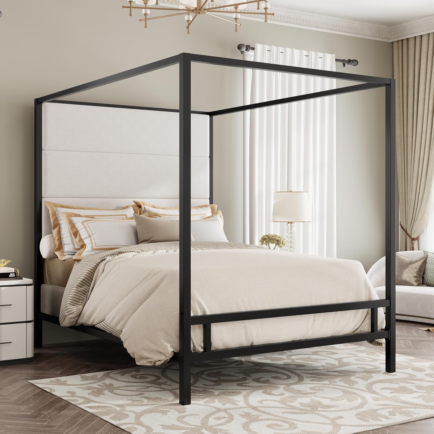 Кровать-королева с балдахином, – обзор и цена Canopy Bed Frame Metal Queen