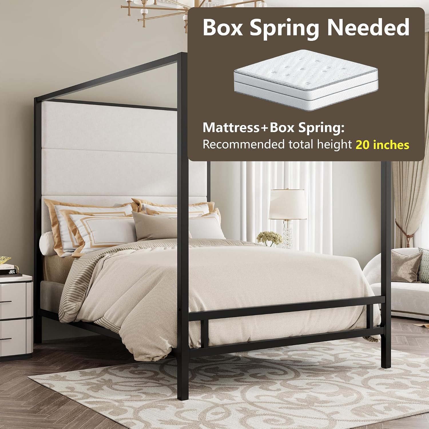 Кровать-королева с балдахином, – обзор и цена Canopy Bed Frame Metal Queen