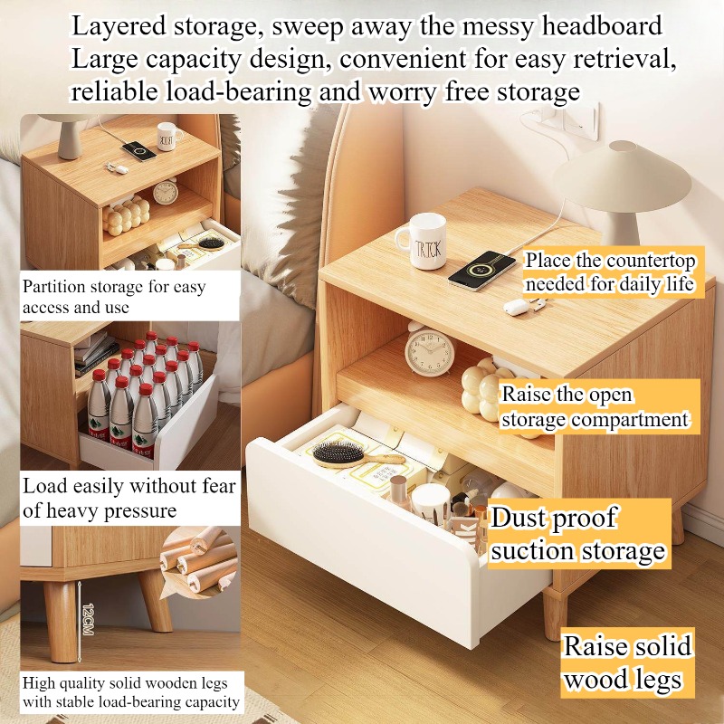 Белая прикроватная тумбочка дл – обзор и цена Solid Wood Nightstand 2 Drawers