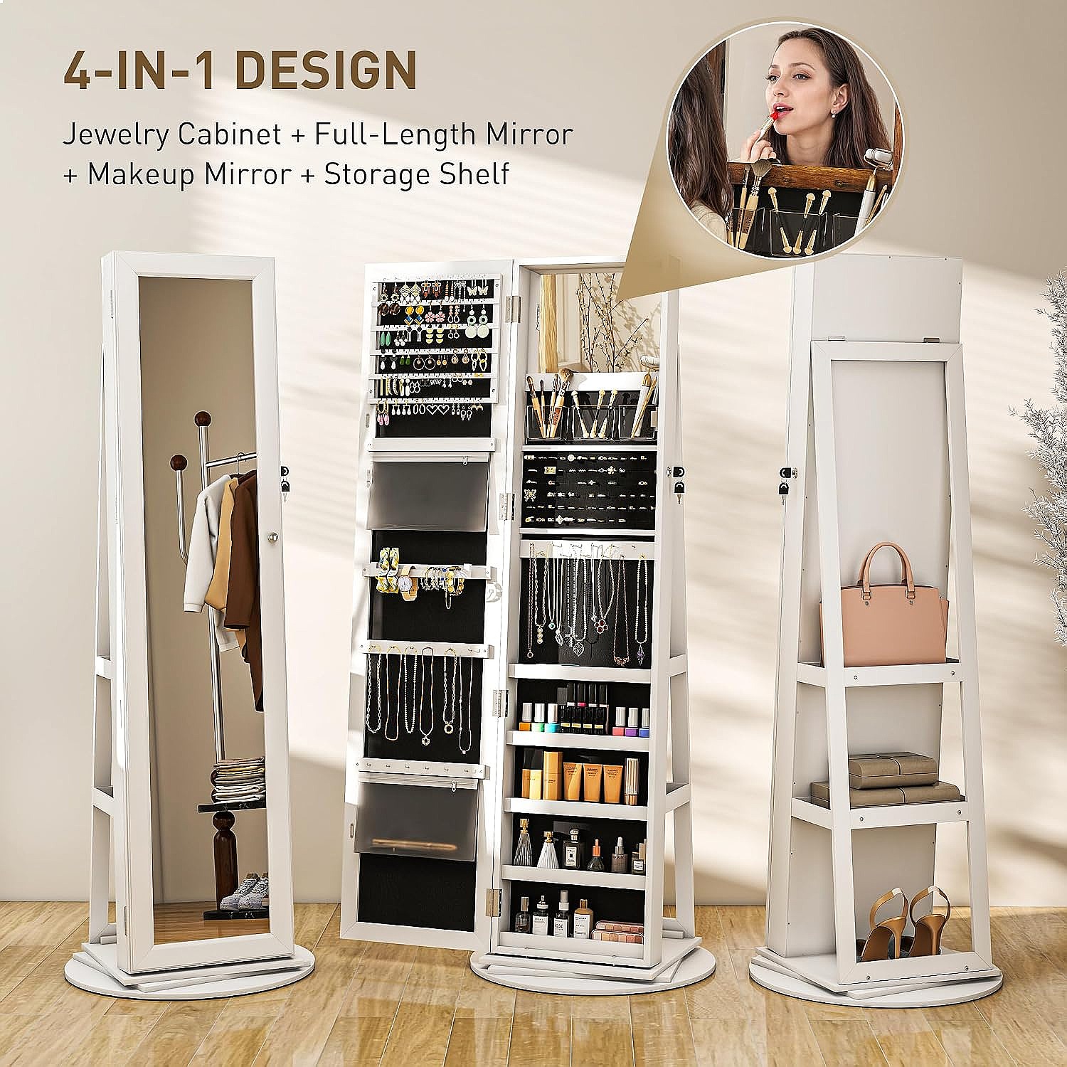 HOMCOM 360 °   Вращающийся зап – обзор и цена Full Length Mirror Jewelry Armoire