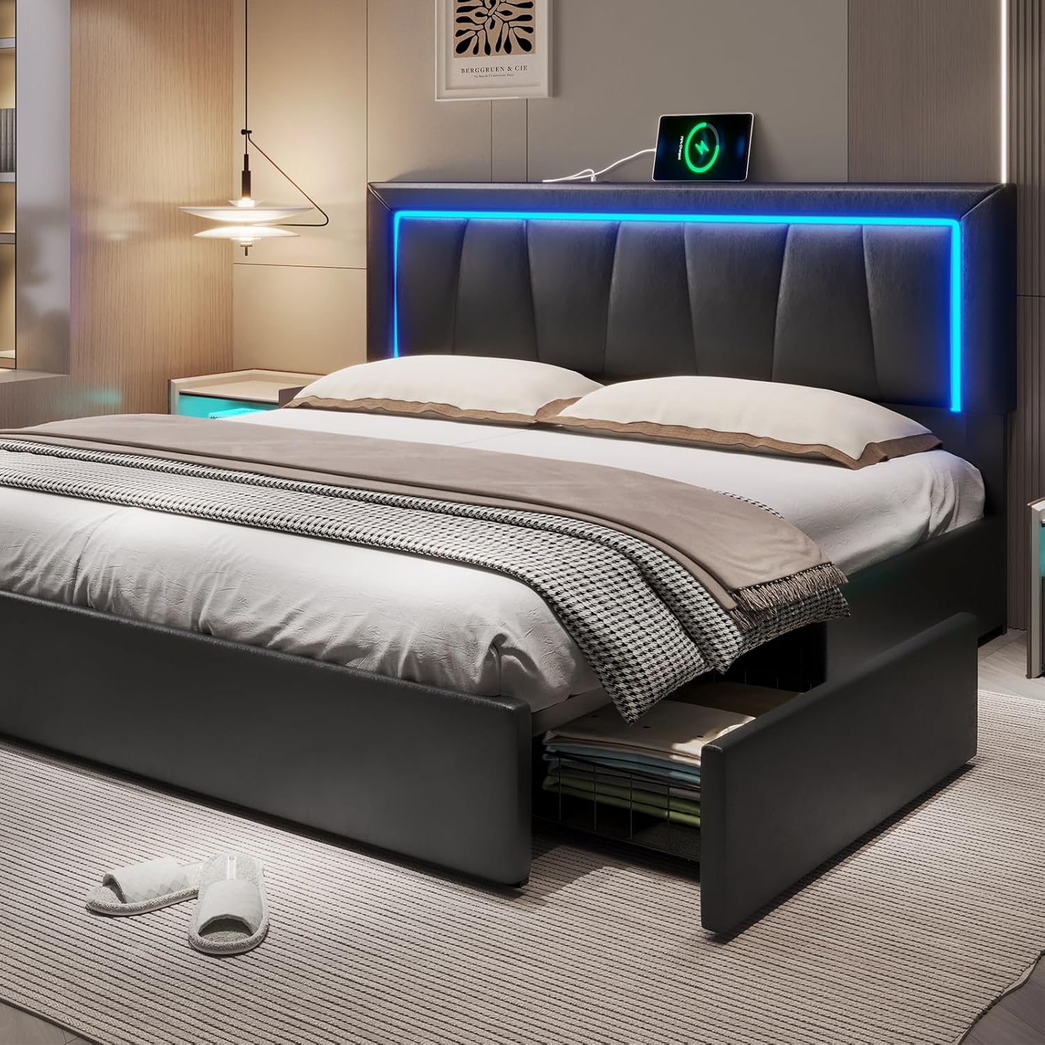 Кровать размера California Kin – обзор и цена King Size Bed Frame With Storage Drawers