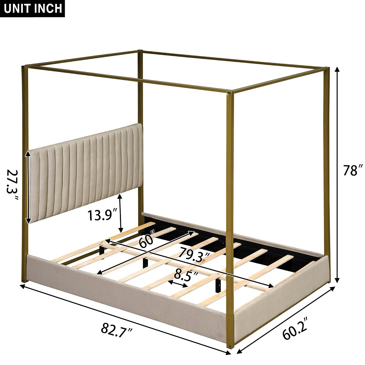 Современная кровать-платформа  – обзор и цена Canopy Bed Frame Metal Queen