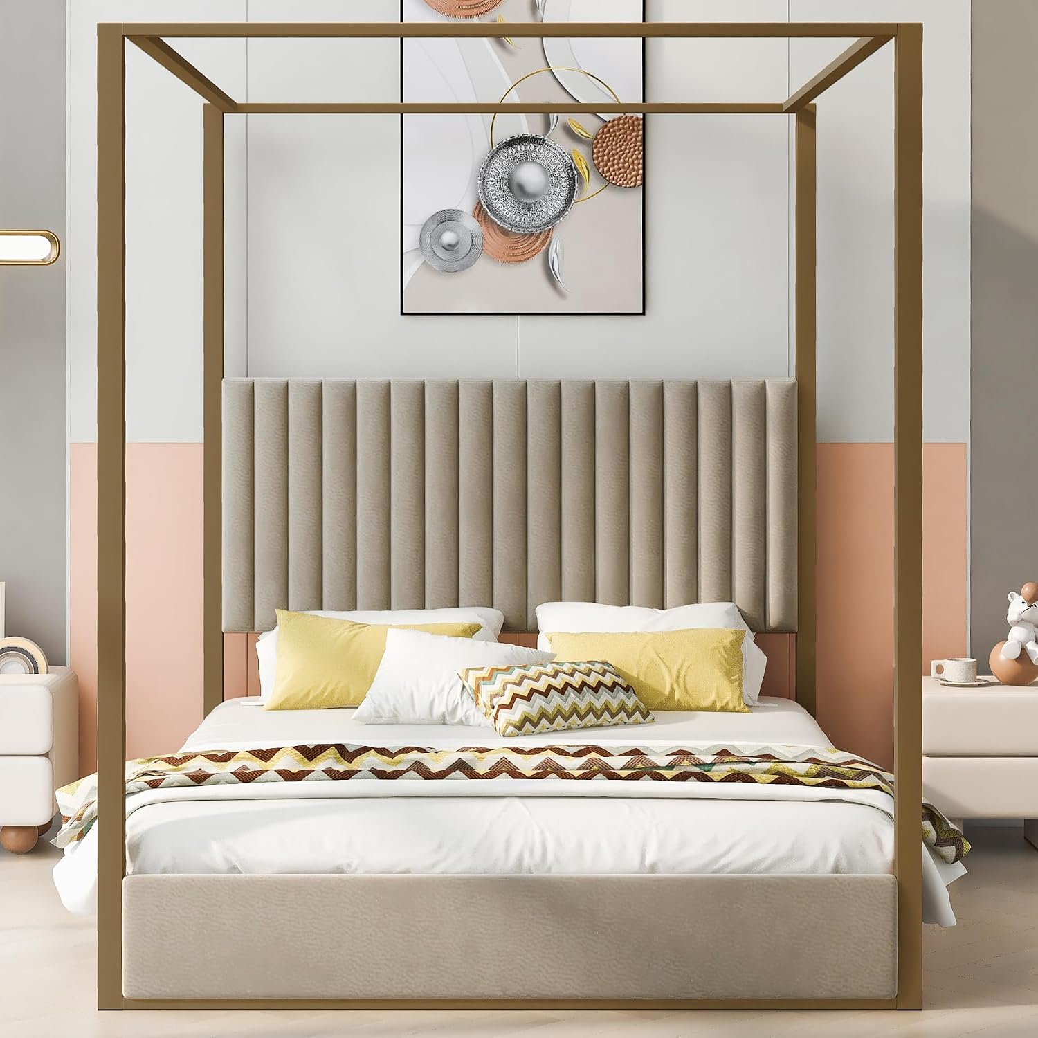Современная кровать-платформа  – обзор и цена Canopy Bed Frame Metal Queen